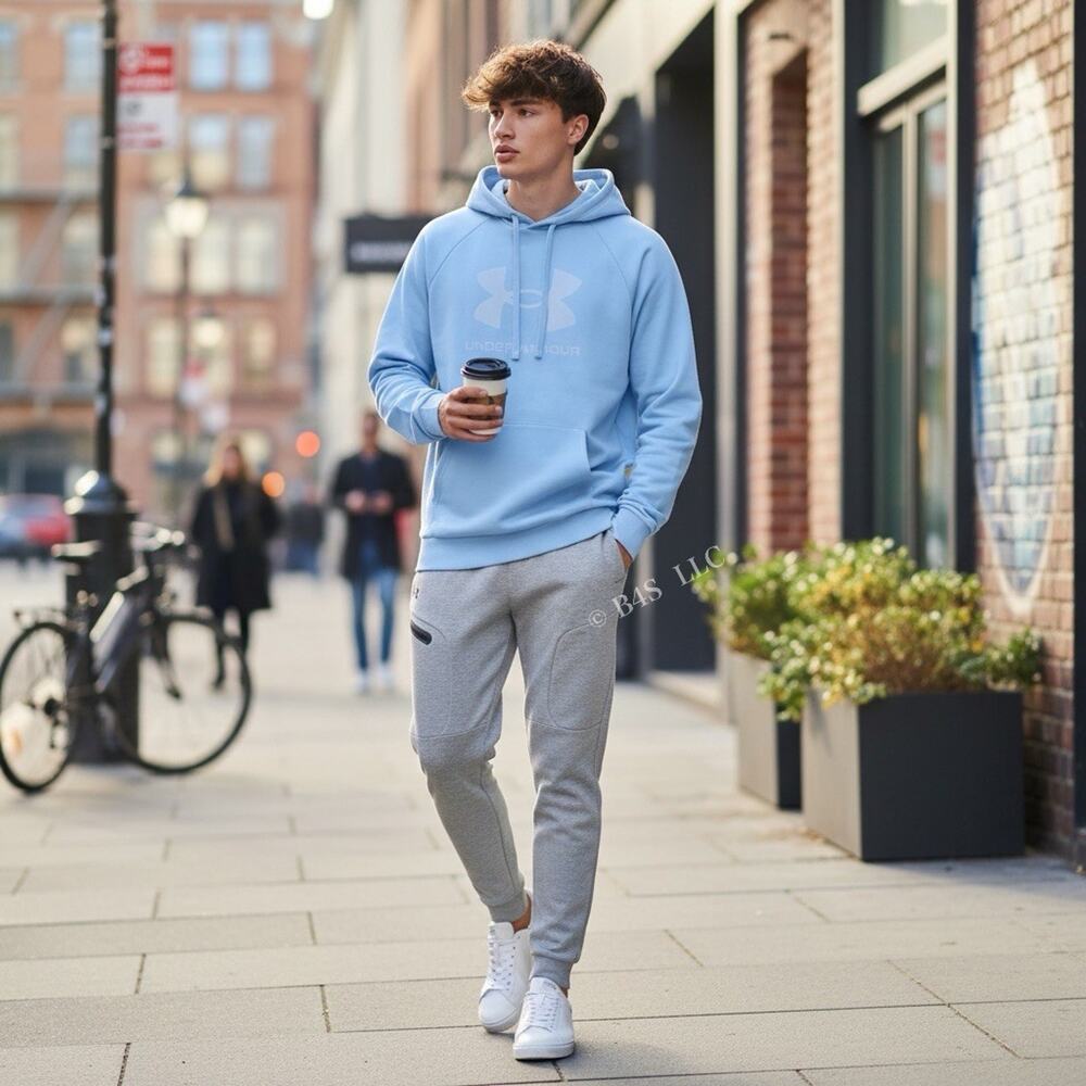 Under Armour Rival Fleece Logo Hoodie Horizon Blue 2XL Mens Long Sleeve